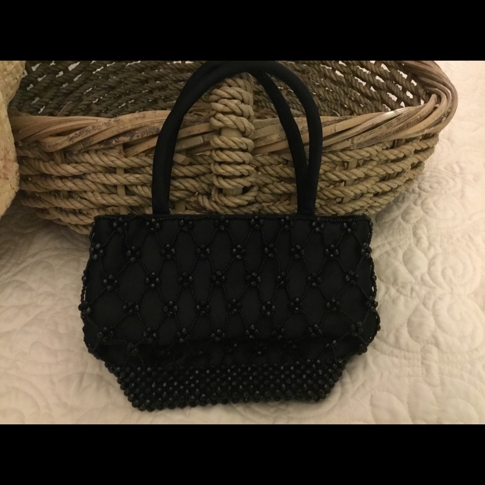 Black beaded evening bag. Great condition